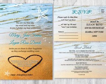beach wedding invitations ocean theme destination wedding etsy