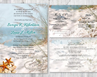 beach wedding invitations seashell wedding invitation beach etsy
