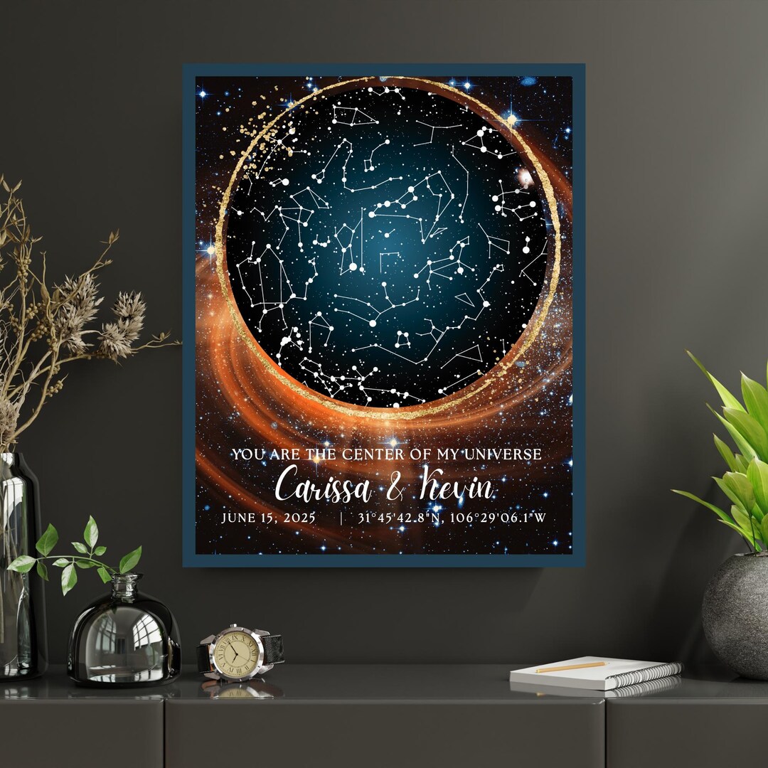 Star Map Custom Framed, Custom Map of the Stars, Center of My Universe ...