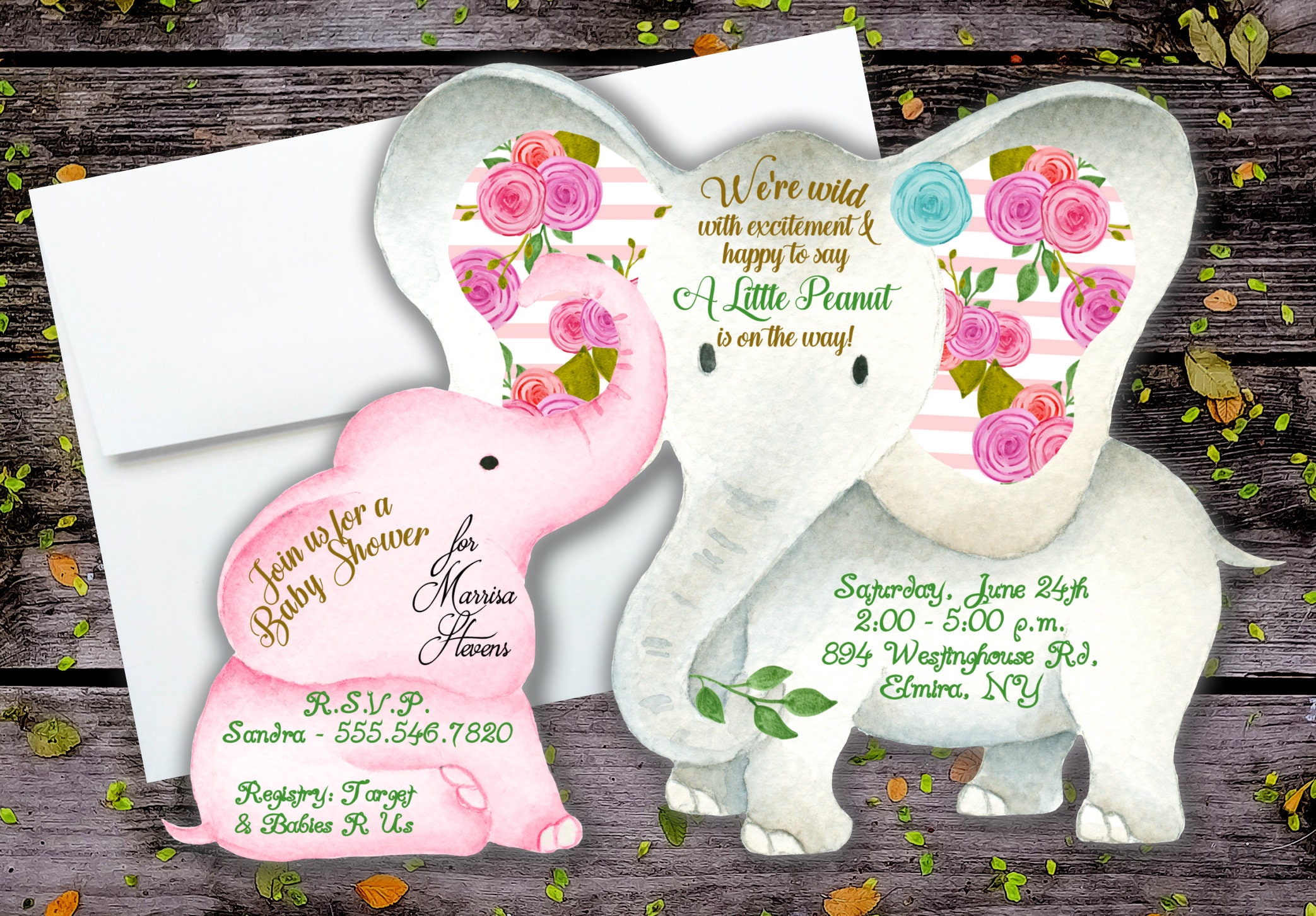 elephant shaped baby shower invitations