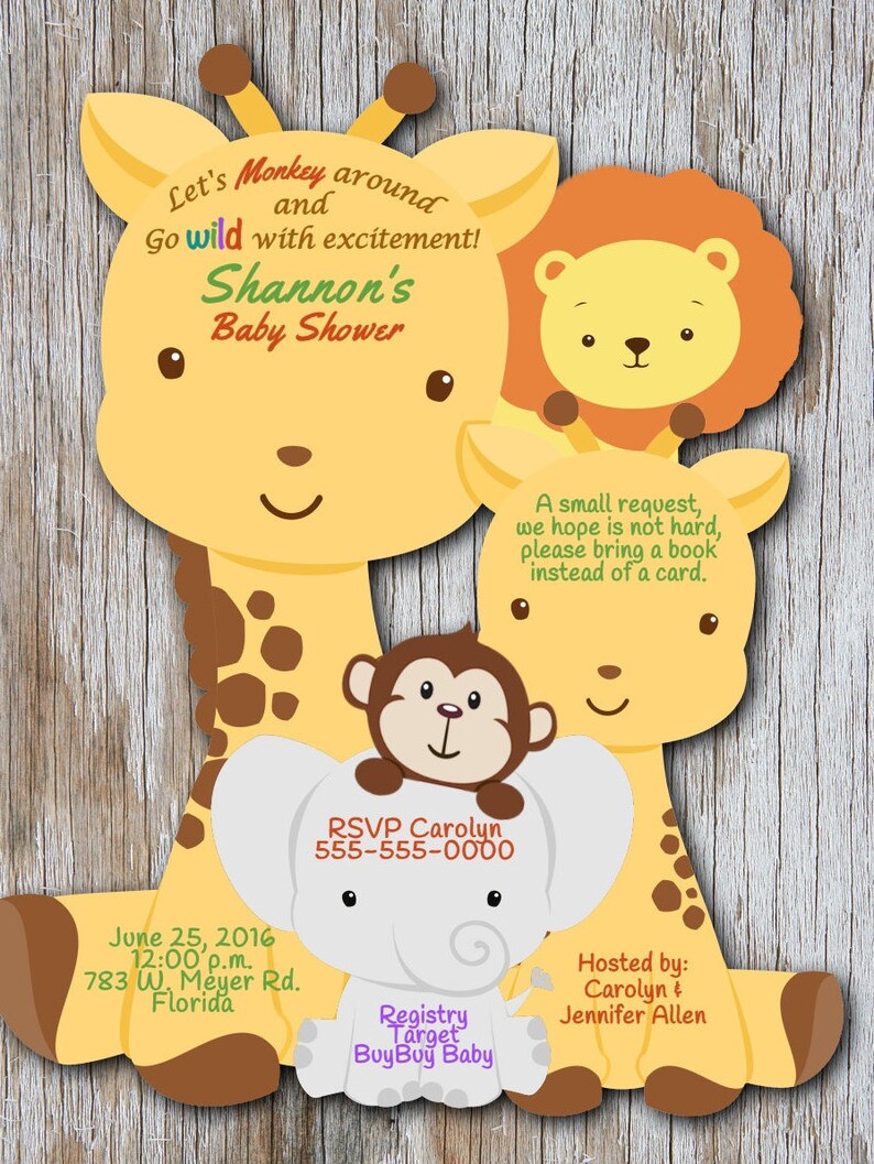 Jungle Baby Shower Invitation Baby Shower Invites Elephant Etsy