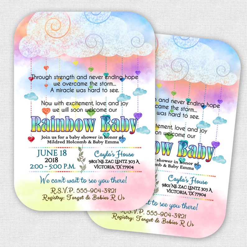 Rainbow Baby Shower Invitation Rainbow Baby Invitation Etsy