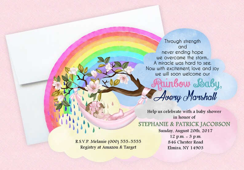 Rainbow Baby Invitations Boy Girl Or Neutral Cards Watercolor Etsy