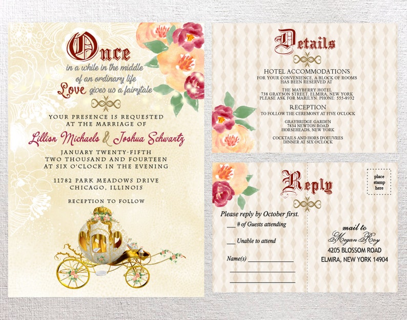 Fairytale Wedding Invitation Quinceanera Invitation Medieval Etsy