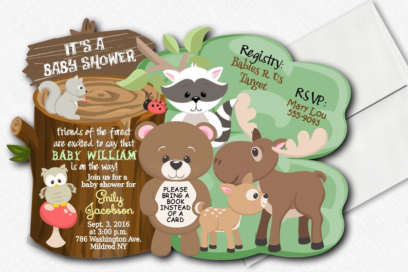 Woodland Baby Shower Invitations Boy Girl Party Forest Etsy