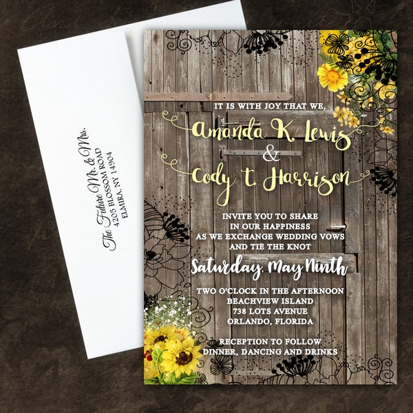 Casual Wedding Invitations Sunflower Theme Wedding Cards Set Yellow Floral Elegant Bridal Shower Anniversary