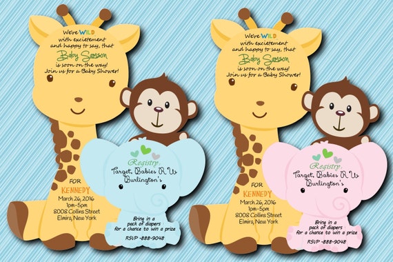 safari jungle animal theme baby shower invitations monkey etsy safari invites