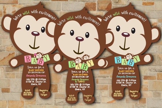 monkey baby shower invitations