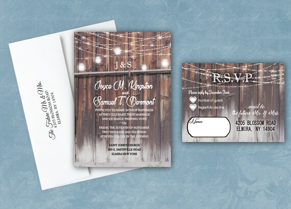 Barn Wedding Invitations Rustic Theme Country Mason Jar Bridal Etsy
