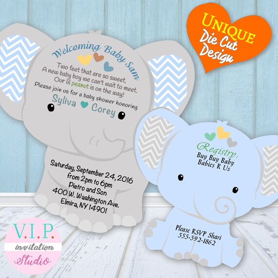 elephant shaped baby shower invitations