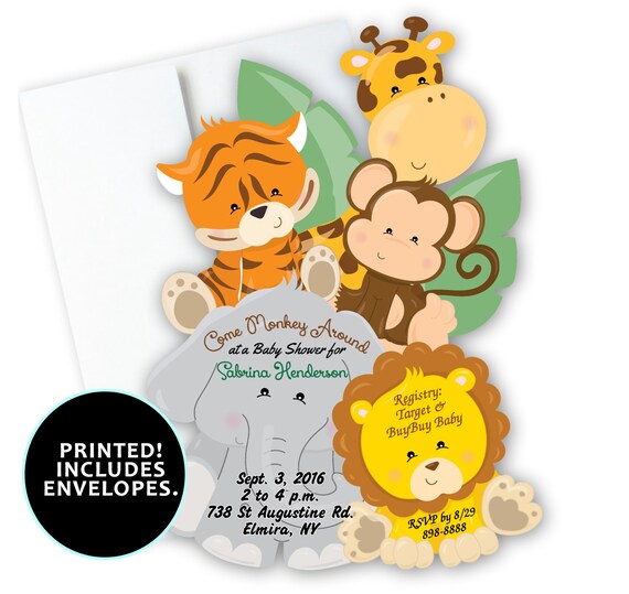 jungle baby shower invitations with envelopes safari decorations personalized jungle theme invites printed not digital set of 20 cards jungle theme invitation card