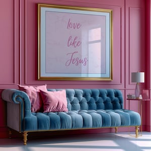 Trendy Pink Love like Jesus Digital Wall Art Preppy Christian Print Bow Coquette Aesthetic Trendy Art Dorm Living Room Decor Gift for Her