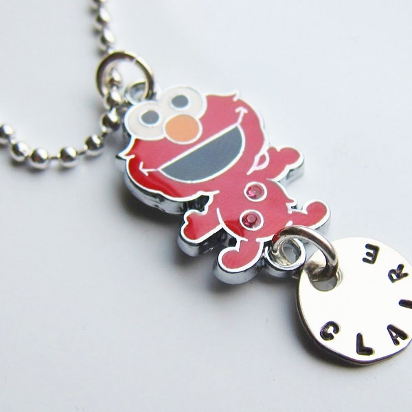 Personalized - Elmo - Elmo Necklace - Elmo Birthday - Elmo Jewelry - Sesame Street Party - Gift - Little Girls Necklace