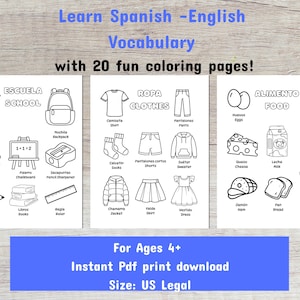 Spanish English Coloring Pages
