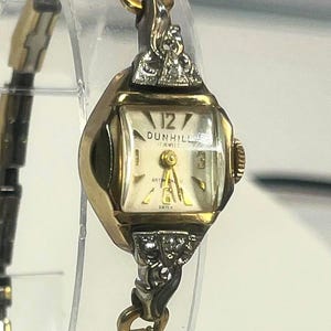 Alfred Dunhill, CHOPARD, J Weber, 17 Jewel Ultra Rare Movement, Cocktail Watch, Diamond Accent, 10K Rolled Gold Plated. 1950's running.
