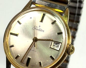 Tradition 17 jewel 33mm Just-date. Circa 1964* Champaigne Dial, Running.