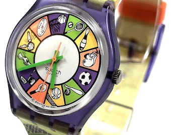 Swatch Gent "Cheerleader" (GV107), 34mm Swiss-made quartz, New Battery. Vintage 1994*