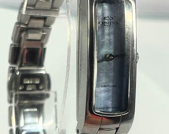 Vintage Oniss Paris Faceted Blue Grey Tank Watch, high-tech dress collections ON8045-L