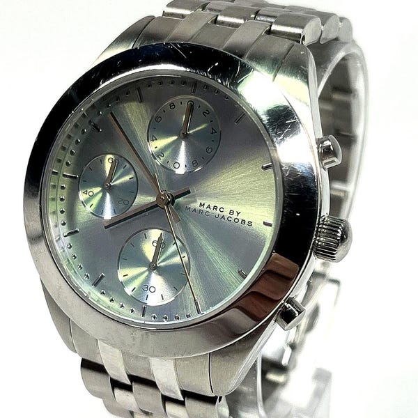 Reloj Marc by Marc Jacobs 2001* Diffusion Line, cronógrafo de 36 mm, esfera azul plateada con batería nueva.