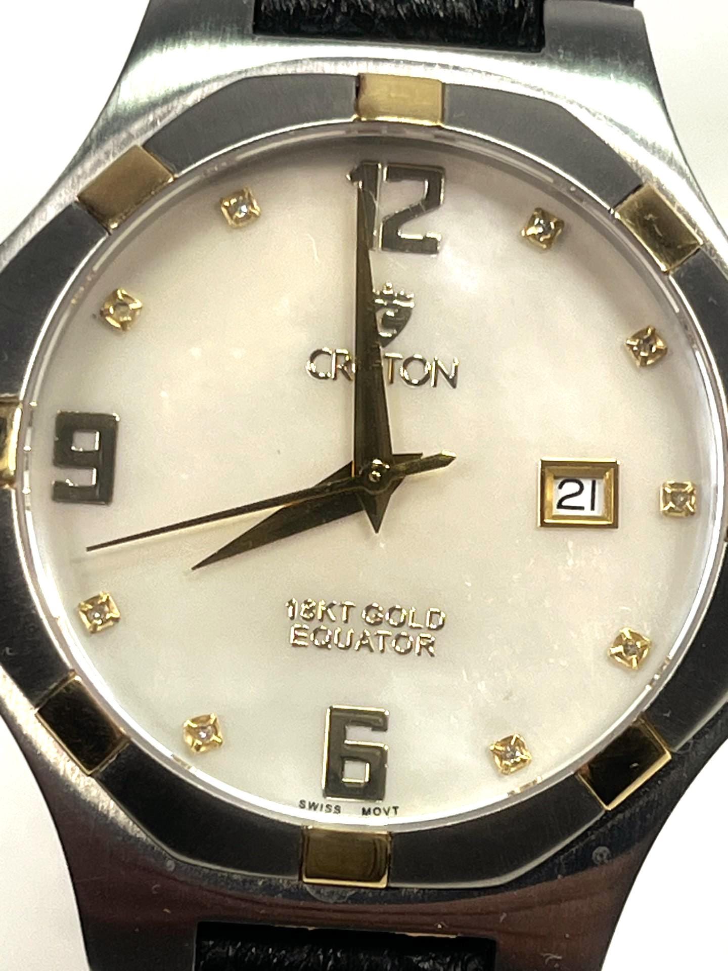 Rare Croton 18kt Gold Equator, Mother-of-pearl Dial, Diamond  display picture 1