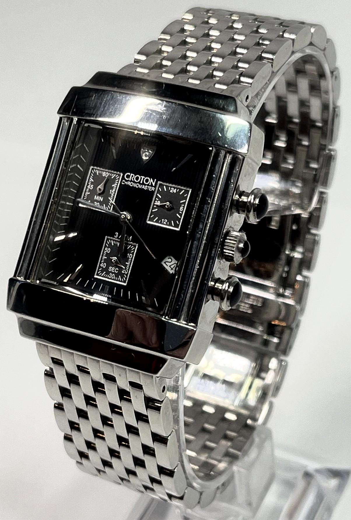 CROTON Floral Chronomaster Watch Pink Black Silver Croton Chronomaster 165ft — Rare silver and gold colorway  main image 2