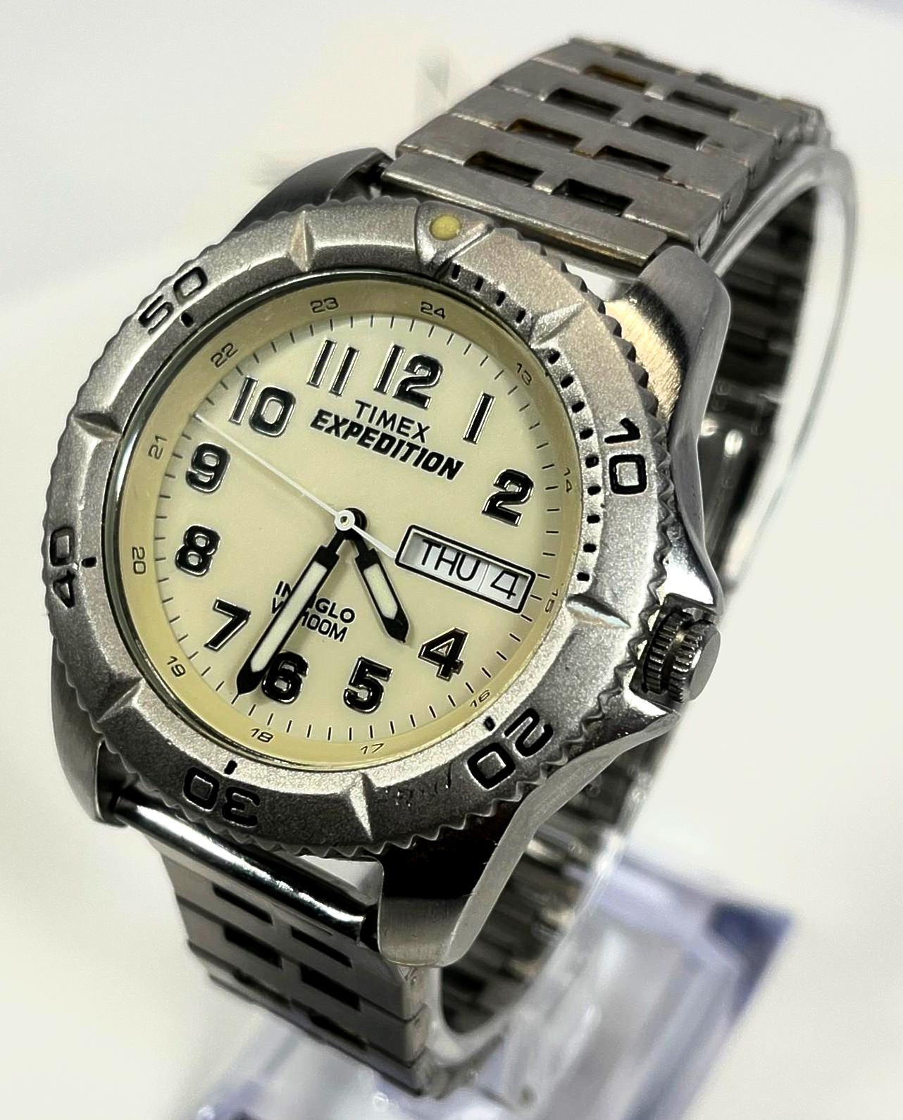 Timex Expedition Mens Watch 41mm Beige Dial Black Leather Indiglo New Battery Amazon.com: Timex Men main image 2