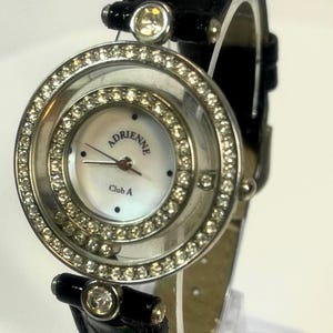 Adrienne Brown Silver Tone Crystal-Accented Women\'s Watch Adrienne Womens Watch 32mm White Cabochon Gold Tone Crystal  main image 2
