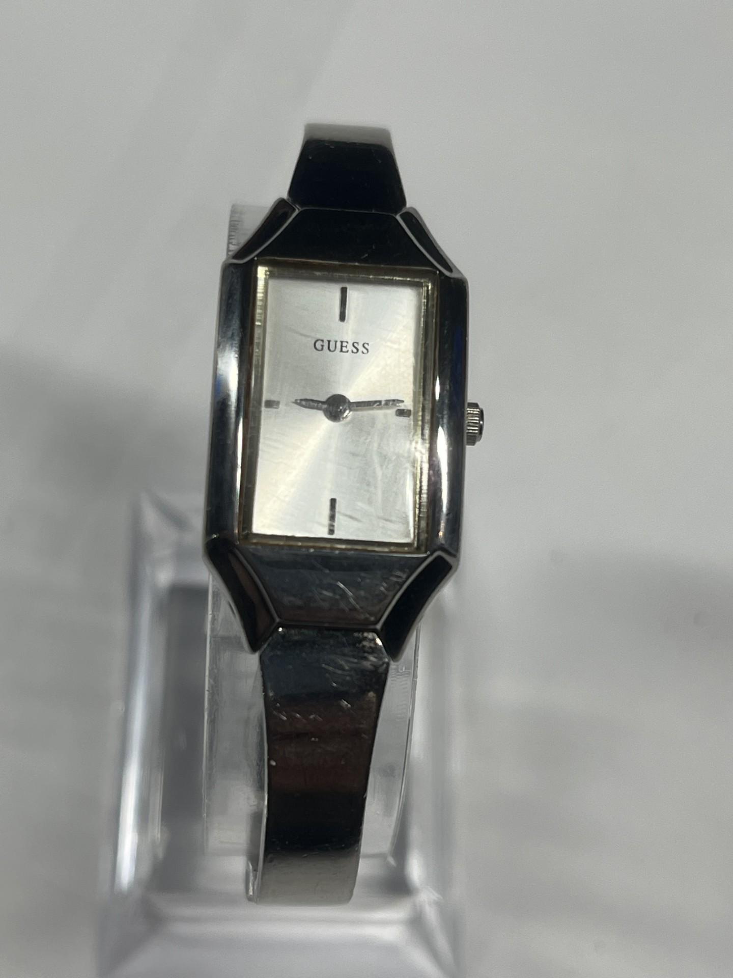 Vintage Guess Watch for Women Silver Tone Rectangular Face 