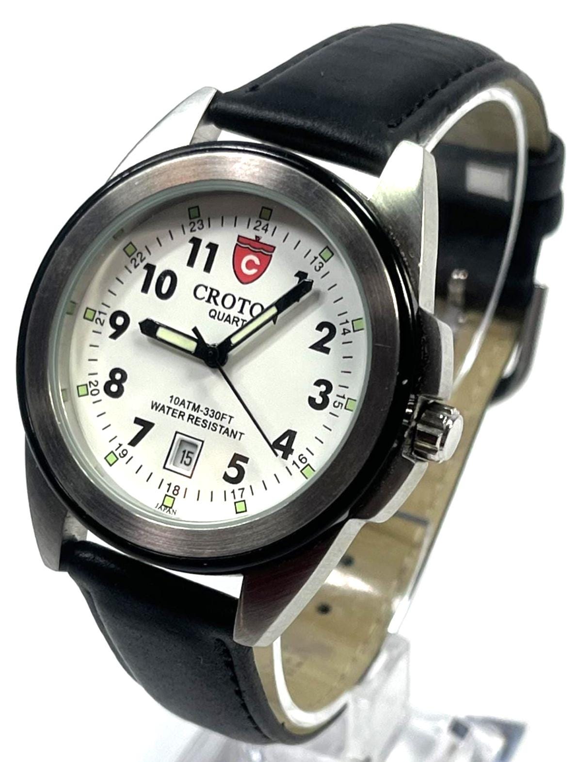 Croton watch never worn all silver black leather band gorgeous ? Croton Men main image 4