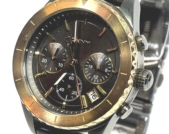 DKNY NY 38mm "Chambers Collection" Chronograph Watch, Date, Graphite Dial Gold Markers. Gold-tone Fixed Bezel, New Battery. Circa 2006*