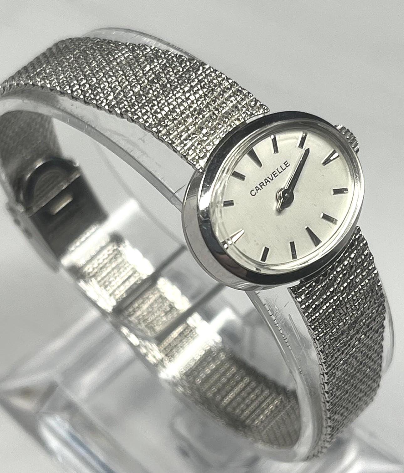 Vintage Caravelle Women Cocktail Watch 10K RGP Bezel Stainless Steel Mesh Band Working Vintage Caravelle Ladies main image 2