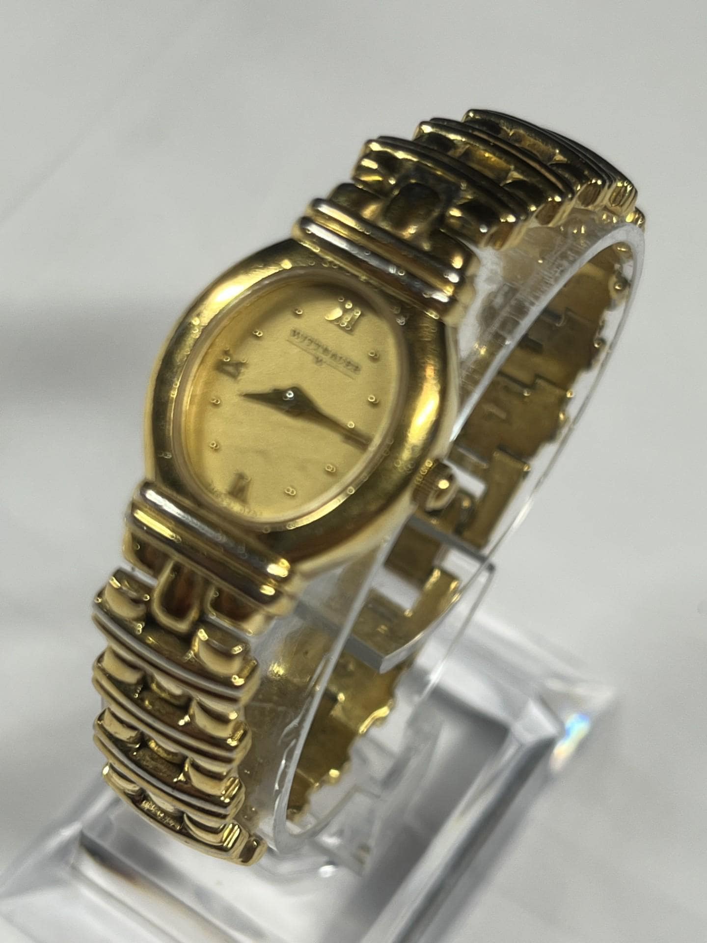 Wittnauer LU8034 Womens Swiss Quartz Gold Tone Black Dial Oval Watch New Battery Vintage 80s Wittnauer Diamond Ladies Watch, Tru Vintage  main image 2