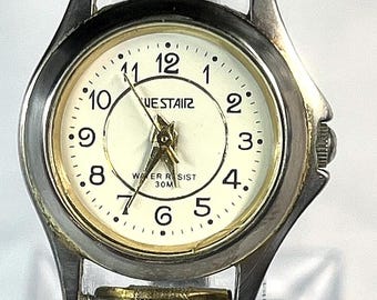 Westair Quartz Vintage Watch with New Battery two tone gold silver band Japan movement built in Dubai 30m water Resistance.