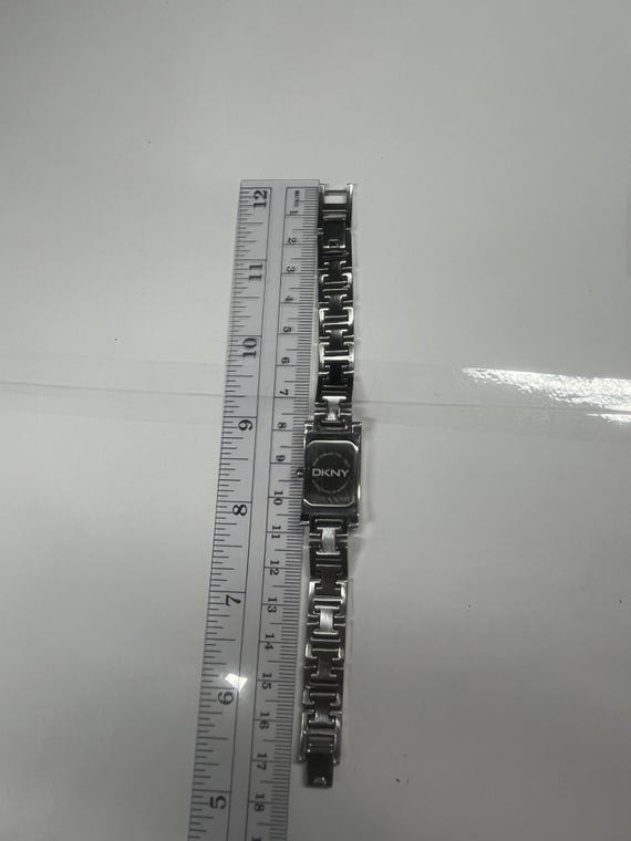 DKNY silver tone watch timeless rectangular desig… - image 6