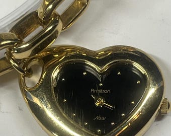 Anne Klein Charm Watch Bracelet Heart Black Ribbon Logo Bag  display picture 2