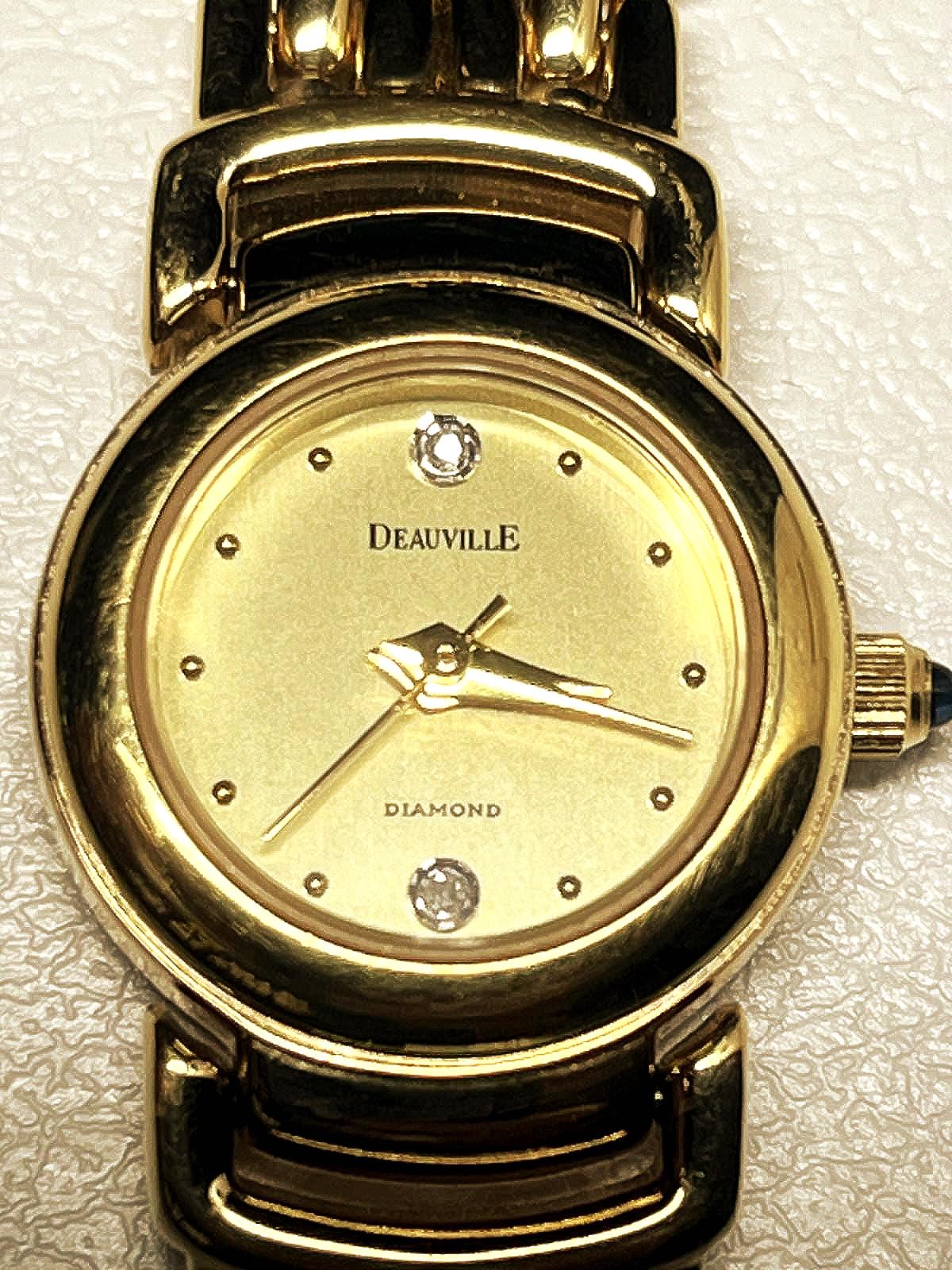 Rare Deauville Gold Watch with Black Face and Diamond Deauville Watch - Etsy main image 2