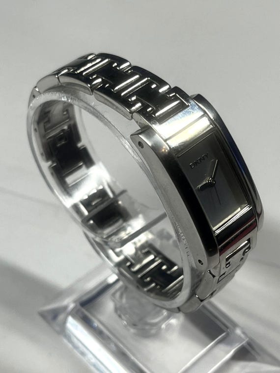 DKNY silver tone watch timeless rectangular desig… - image 2
