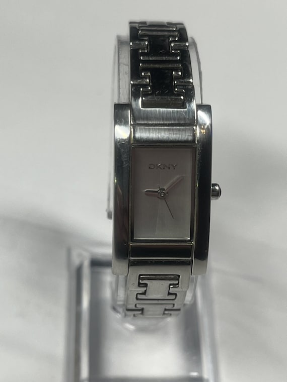 DKNY silver tone watch timeless rectangular desig… - image 3