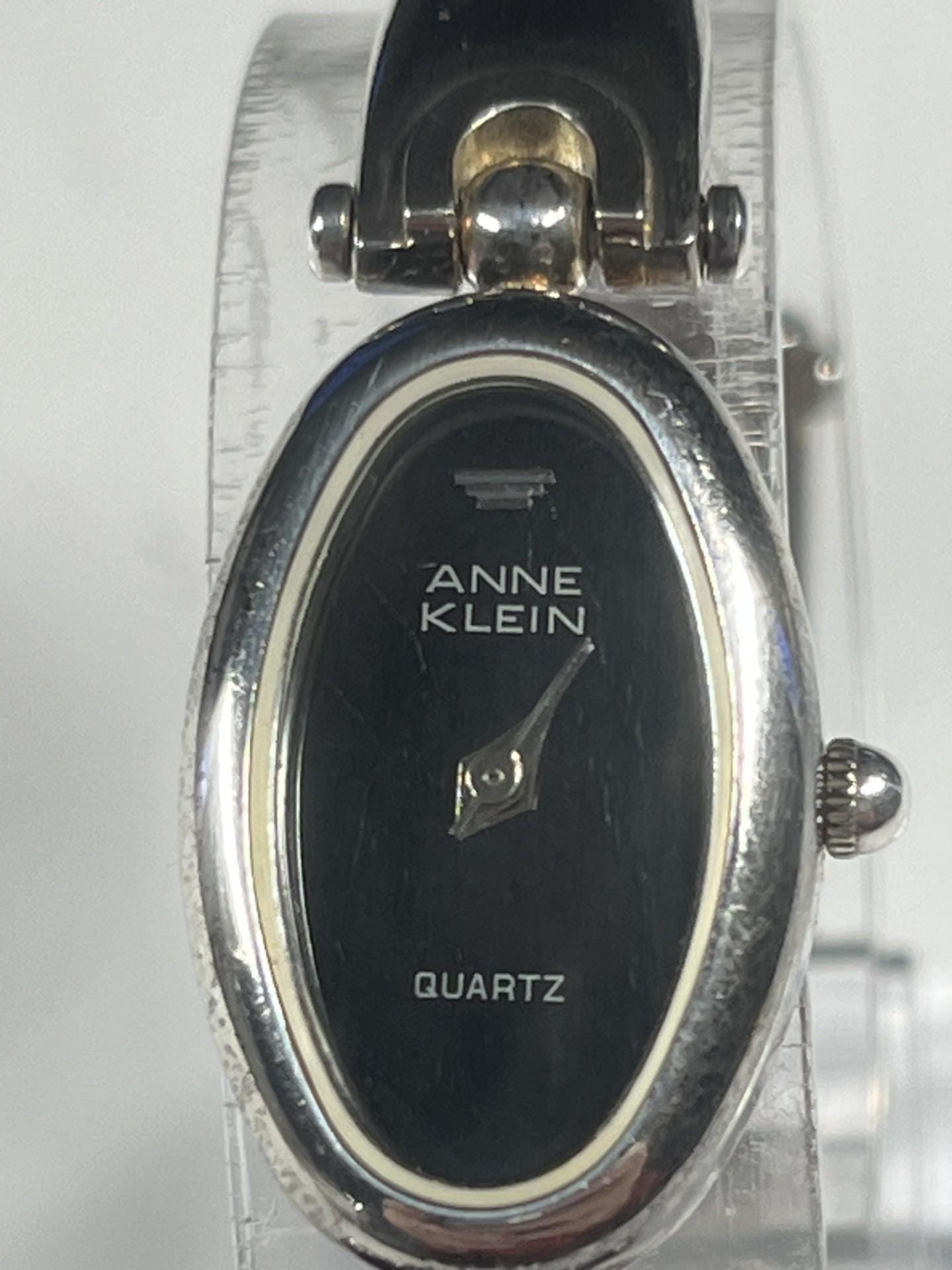 Anne Klein Womens TWO-TONE Watch Crystal Bezel Black‎ & Silver Link Band Diamond Dial Bracelet Watch | Anne Klein main image 4