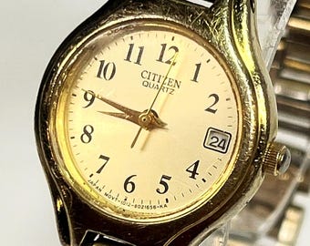 Citizen Caliber 1012. 23mm Round Gold-tone Women's Just-date Quartz Watch. November 1996*, Miyota 1L12 with New Battery.