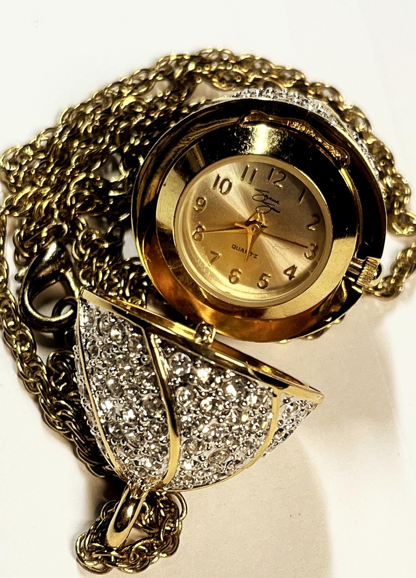 Suzanne Somers Vintage crystal leather watch brown black purple bands HSN Rare Find Suzanne Somers Pad Lock Watch With Three Leather  main image 4