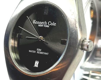 Kenneth Cole New York 35mm Just-date Black Museum Dial. Stainless Steel New Battery. Circa 2005*