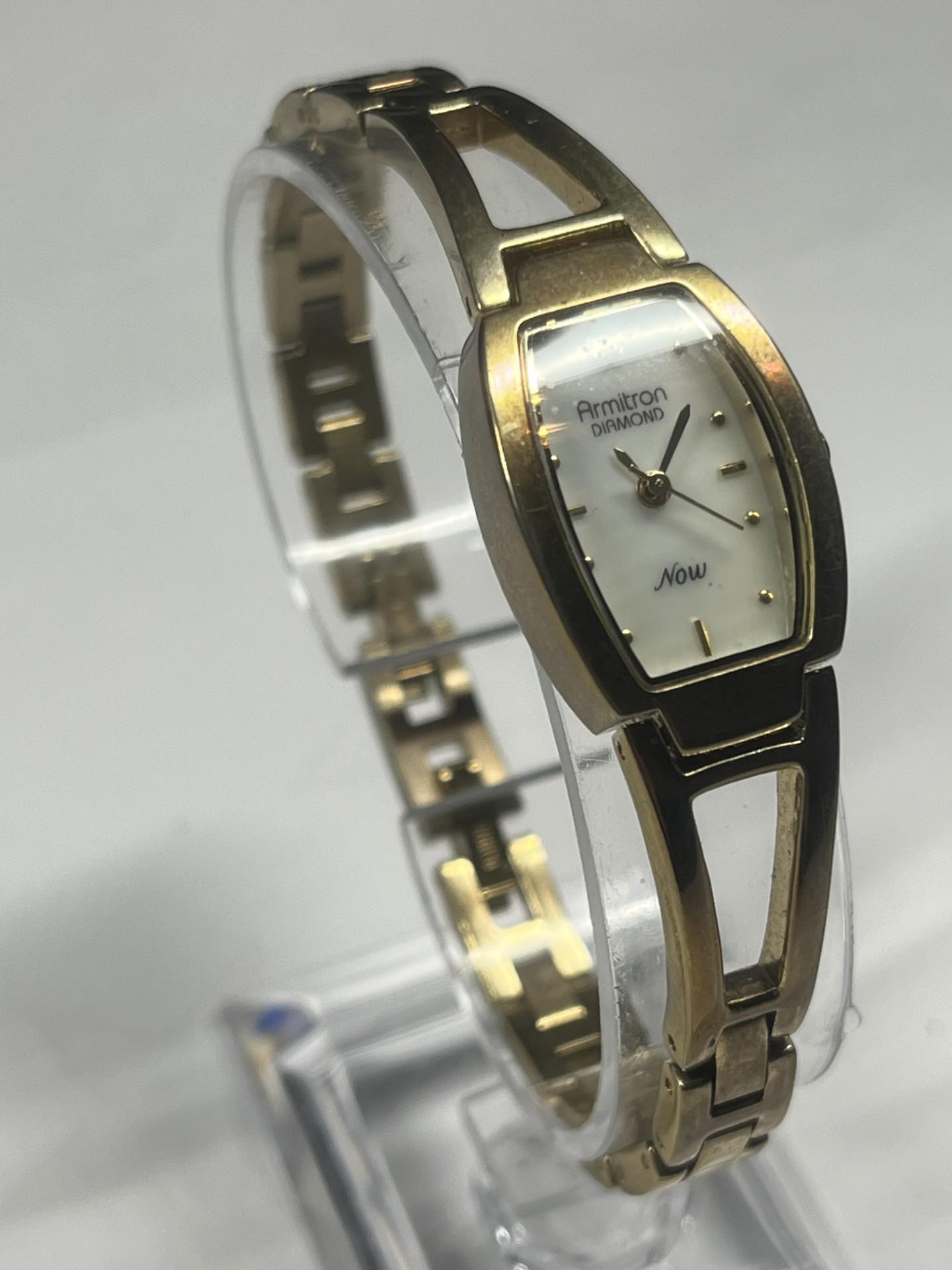 Armitron Now Gold-tone round mother of pearl face Quartz Watch Armitron Watch Ladies Quartz Analog White MOP Dial  main image 2