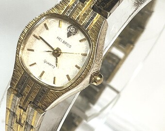 Adolfo Diamond Quartz Watch Gold Tone 7 Inch Link Bracelet  display picture 3