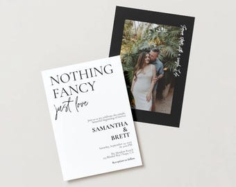 Nothing Fancy Just Love Wedding Invitation | Simple Modern Wedding Invite | Minimalist Editable Template | Instant Download