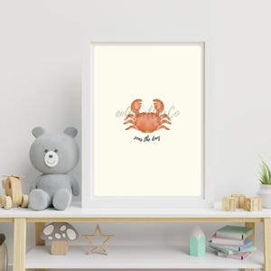 Krab kinderkunst aan de muur - onder de zee kinderkamer print - babykamer digitale download decor oceaandieren
