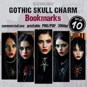 Totenkopf Sirene Lesezeichen Gothic Fantasy Frauen Kunstdrucke Skurrile Dekor Digitaler Download