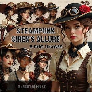 Steampunk Fashion Illustration: Victorian Corsets, Goggles Art Print (PNG Download)