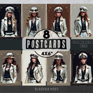 Steampunk Postkarten Set 8 BlackBia Muse Kommerzielle Nutzung Kunst Karten Retro Geschenk Briefpapier