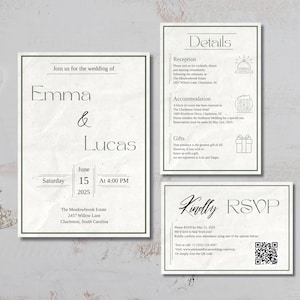 Modern Wedding Invitation Set | Editable Printable Invite Template | Instant Download | RSVP & Details Cards | Printable Wedding Card Set